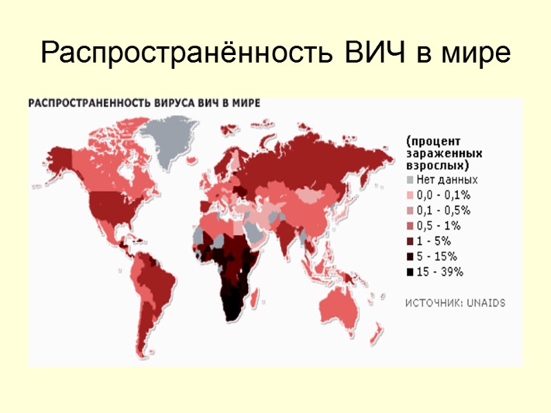 Распространённость ВИЧ в мире